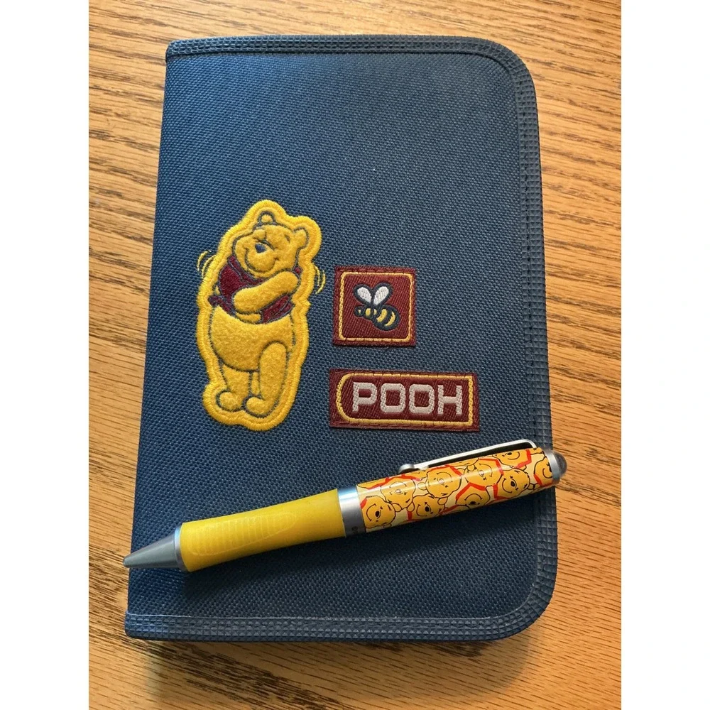 Disney Winnie the Pooh Zippered Organizer Case and Ballpoint Pen Set Navy Blue